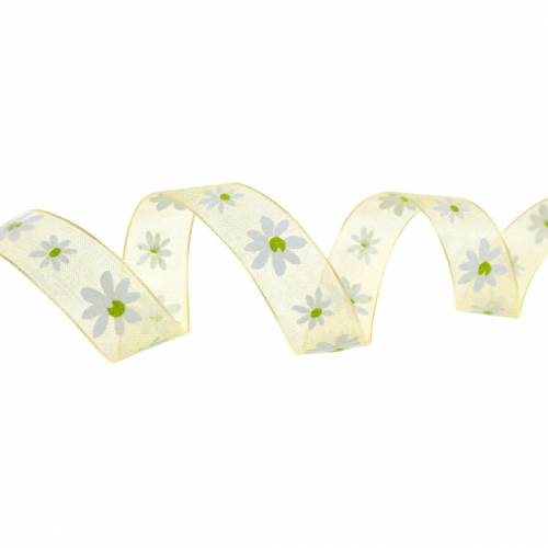 Prodotto Nastro di organza fiori gialli 15mm nastro di tessuto nastro decorativo decorazione estiva 20m