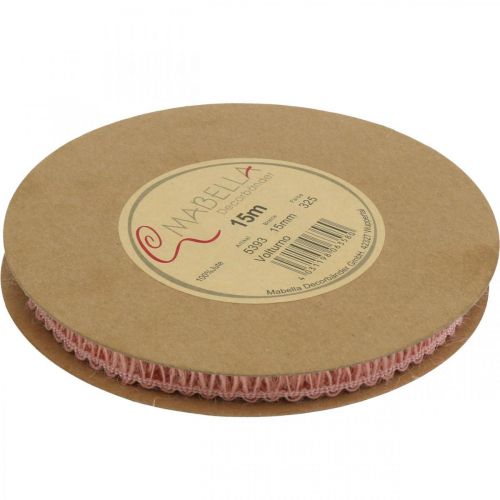 Prodotto Nastro decorativo rosa antico, nastro di pizzo, forniture per fioristi, matrimonio B15mm L15m