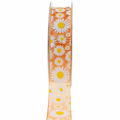 Floristik24 Nastro di organza arancione con fiori 25mm nastro decorativo nastro decorativo 20m