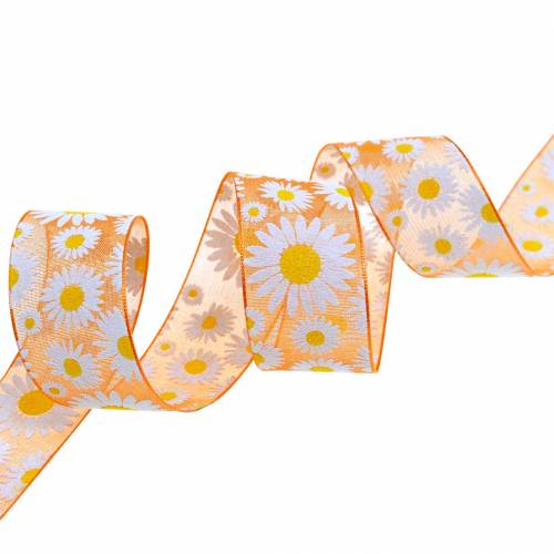 Floristik24 Nastro di organza arancione con fiori 25mm nastro decorativo nastro decorativo 20m