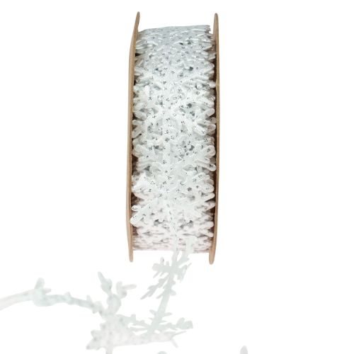 Prodotto Nastro di raso Nastro natalizio fiocco di neve bianco 25 mm 5 m