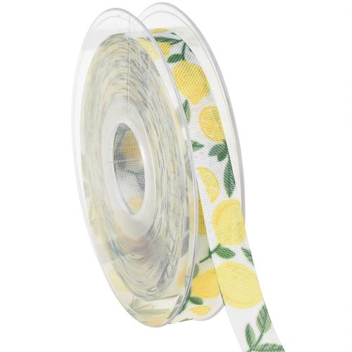 Floristik24 Nastro regalo con nastro decorativo al limone estivo L15mm L20m