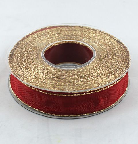 Floristik24 Nastro di seta Bordo con bordo oro 25mm 25m