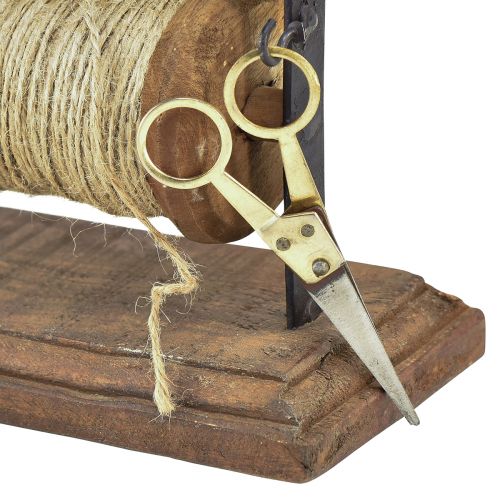Floristik24 Dispenser legno ghisa portafilo forbici juta L27,5cm