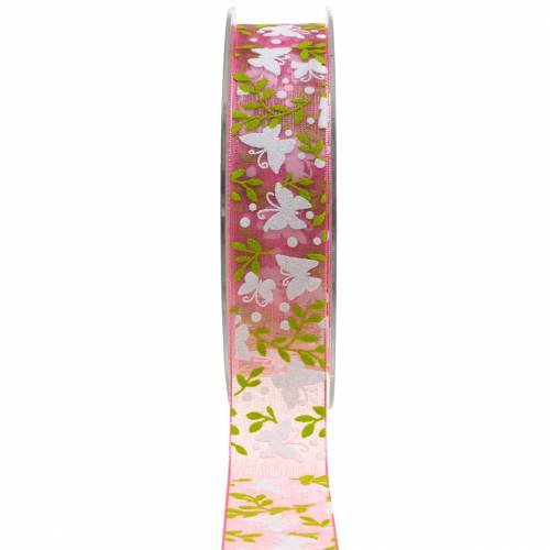 Floristik24 Nastro di organza farfalla 25 mm nastro decorativo rosa nastro regalo 20 m