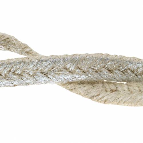 Floristik24 Corda iuta larga argento 10mm 4m