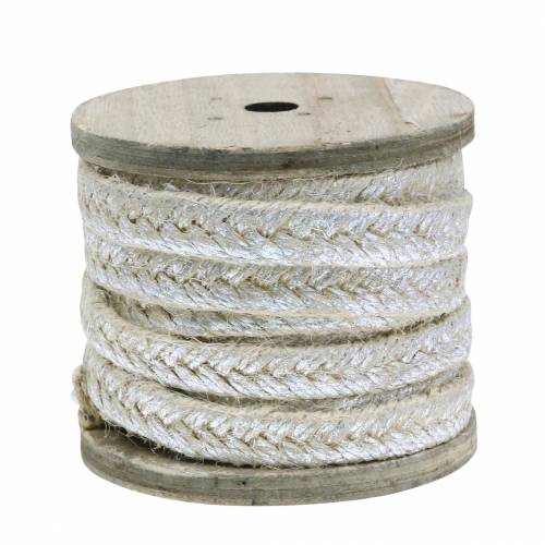 Floristik24 Corda iuta larga argento 10mm 4m
