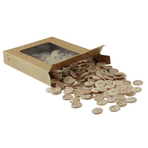 Prodotto Bricolage bottone bottone in legno con scritta Ø2cm naturale 220 pz
