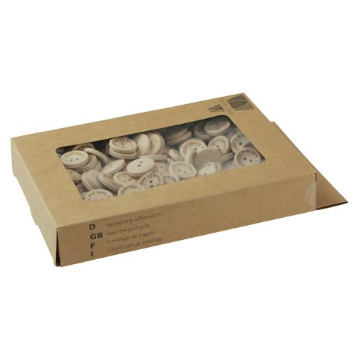 Prodotto Bricolage bottone bottone in legno con scritta Ø2cm naturale 220 pz