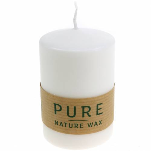 Floristik24 PURE Nature Safe Candle candela stearina, cera di colza 90/60mm bianco 1 pz