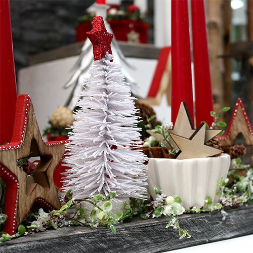 Floristik24 Albero Deko smaltato bianco H14cm 4 pezzi