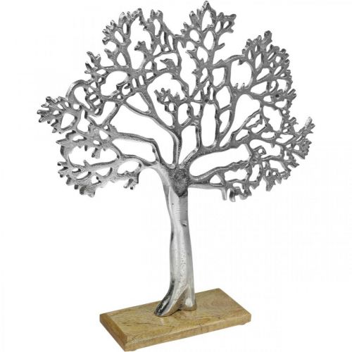 Albero decorativo in metallo grande, albero in metallo legno argento H42.5cm