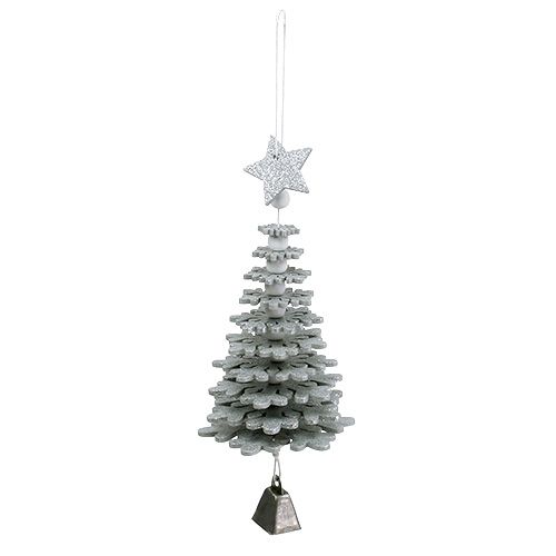 Addobbo natalizio Albero di Natale da sospendere con campana Colore argento 29 cm