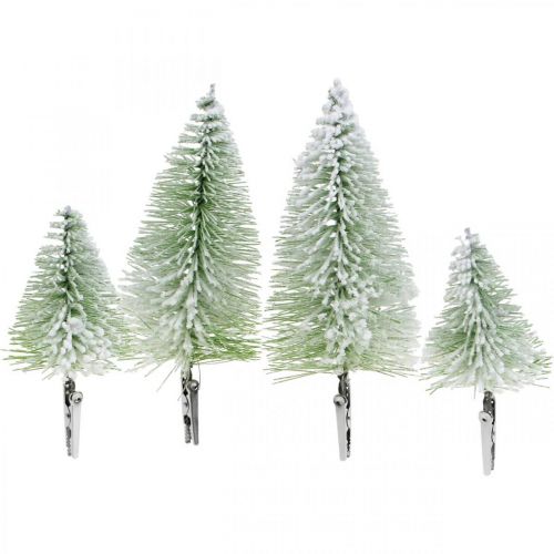 Floristik24 Decorazione natalizia Albero di Natale con fermaneve verde H13/19cm 4 pezzi