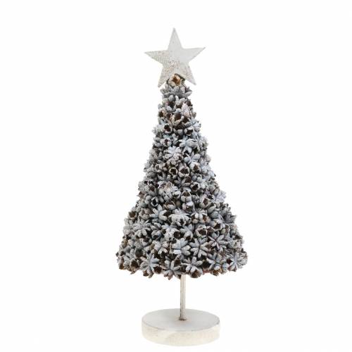 Floristik24 Albero di Natale decorativo anice stellato bianco glitterato 30cm