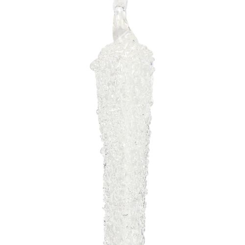 Prodotto Decorazione per albero di Natale in vetro a forma di ghiacciolo da appendere, 19 cm, 3 pezzi