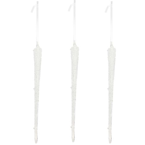 Prodotto Decorazione per albero di Natale in vetro a forma di ghiacciolo da appendere, 19 cm, 3 pezzi
