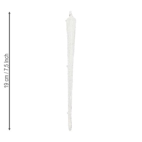 Prodotto Decorazione per albero di Natale in vetro a forma di ghiacciolo da appendere, 19 cm, 3 pezzi