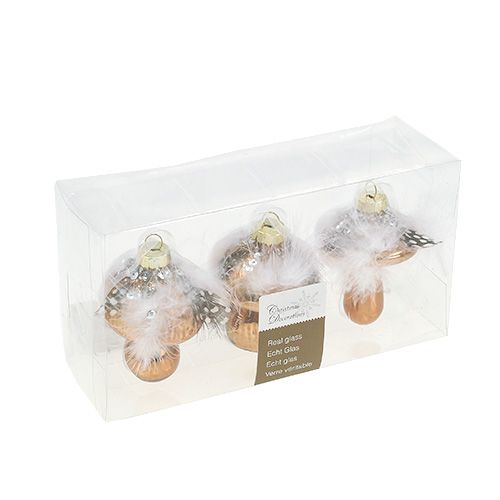 Floristik24 Decorazione per albero in vetro fungo marrone 8 cm 3 pezzi