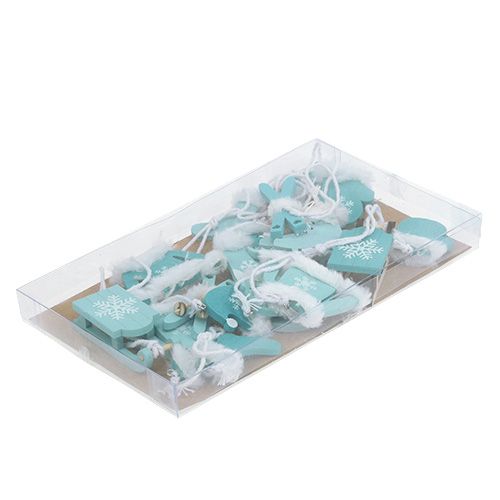 Floristik24 Le decorazioni per l'albero mescolano 3,5 cm - 7,5 cm blu, bianco 12 pezzi