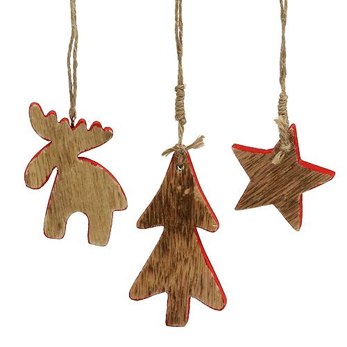 Floristik24 Le decorazioni per alberi mescolano rosso, natura 7 cm - 9 cm 9 pezzi