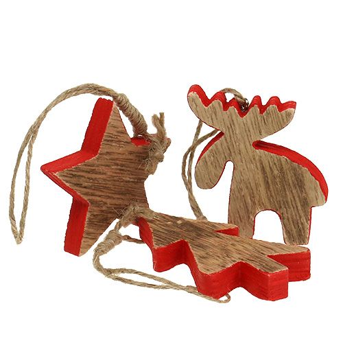 Floristik24 Le decorazioni per alberi mescolano rosso, natura 7 cm - 9 cm 9 pezzi