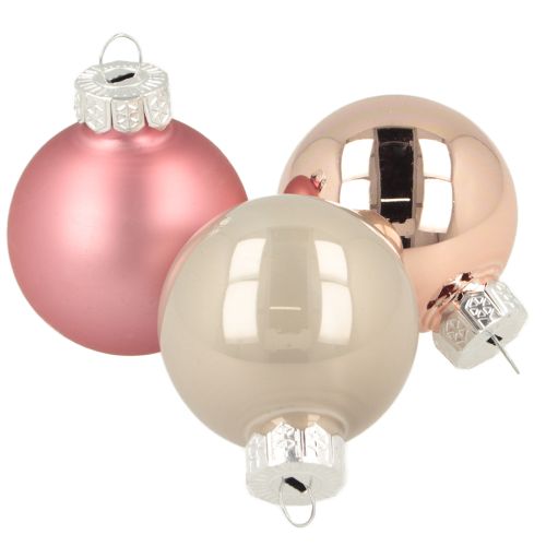 Decorazione per albero di Natale palline di vetro rosa grigio Ø4cm 24 pezzi