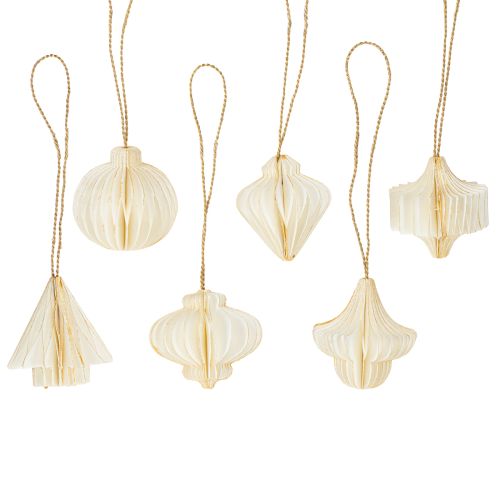 Decorazioni natalizie in carta, a nido d&#39;ape, bianche e dorate, 4 cm, 6 pezzi