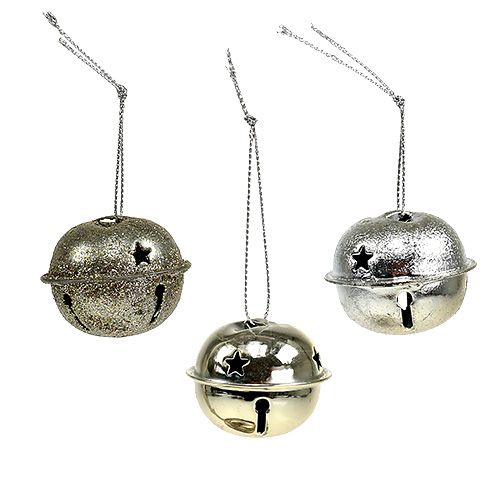 Floristik24 Campana in metallo per decorazione albero di Natale 4 cm argento 12 pezzi