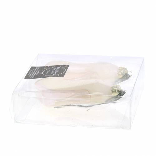 Floristik24 Pompe appendi albero di Natale bianche 11 cm 2 pezzi