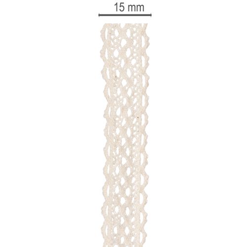 Nastro di pizzo di cotone per decorazioni e lavori artigianali, largo 15 mm, lungo 10 m. | Floristik24.it