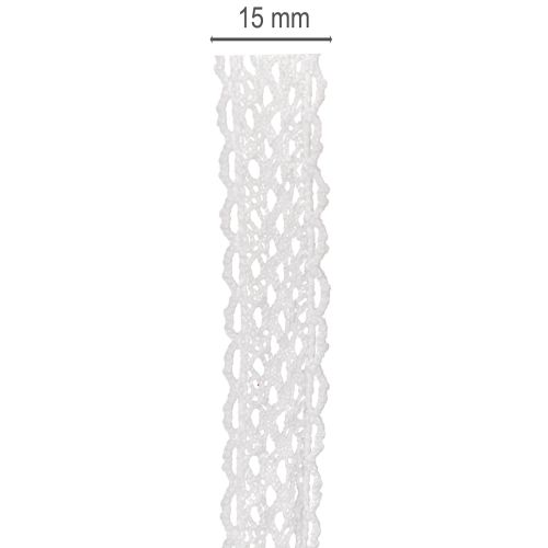 Nastro di pizzo in cotone, nastro decorativo fine per lavori artigianali, largo 15 mm, lungo 10 m. | Floristik24.it