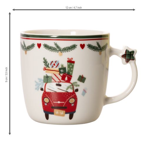 Tazza in ceramica con motivo natalizio, auto e regali, 9 cm | Floristik24.it