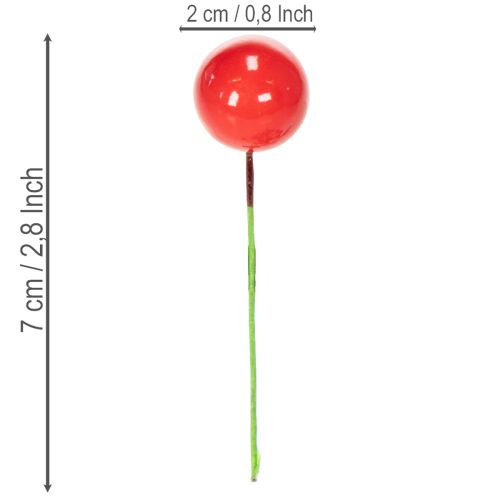 Mini palline di Natale artificiali a forma di bacche rosse per decorazioni floreali, 2 cm, 48 pezzi | Floristik24.it