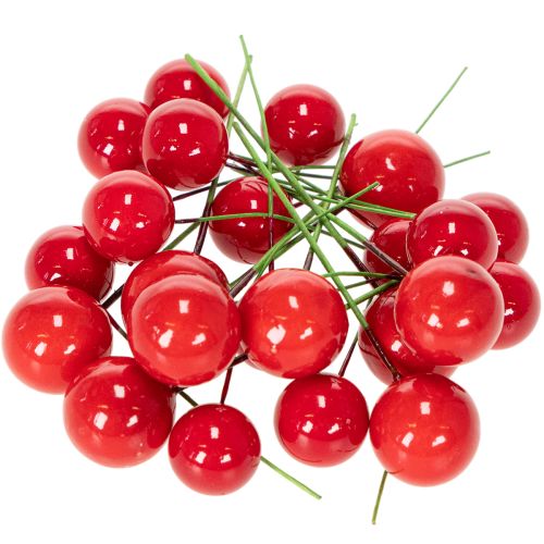 Mini palline di Natale artificiali a forma di bacche rosse per decorazioni floreali, 2 cm, 48 pezzi | Floristik24.it