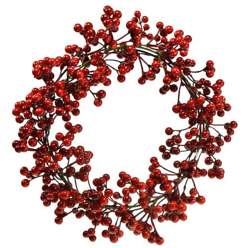 Floristik24 Ghirlanda di bacche Piante artificiali rosse Natale rosso Ø30cm