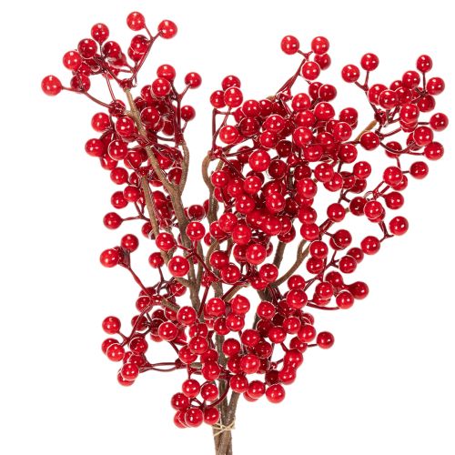 Ramo di agrifoglio artificiale con bacche rosse, ramo decorativo per vasi, 47 cm, 3 pezzi acquistare | Floristik24.it