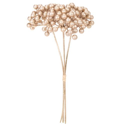 Ramo di bacche artificiali, decorazione color champagne, 28 cm, 3 pezzi | Floristik24.it