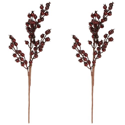 Prodotto Ramo di bacche bacche rosse rami decorativi Natale 39 cm 2 pezzi