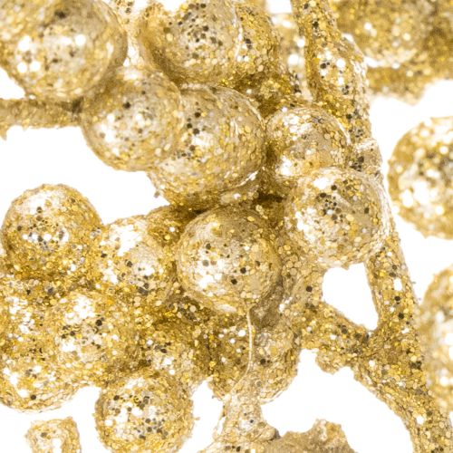 Decorazione artificiale a forma di ramo con bacche, color oro, 70 cm, 3 pezzi | Floristik24.it