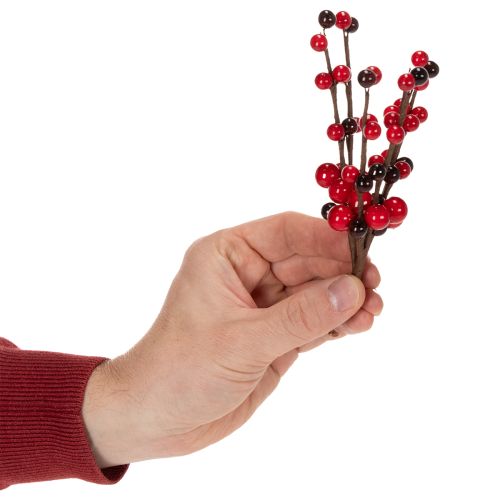 Ramo artificiale con bacche rosse, 15 cm, 6 pezzi | Floristik24.it