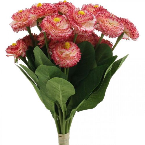Prodotto Fiore artificiale, bellis artificiale in un mazzo, margherite bianco-rosa L32cm 10 pezzi