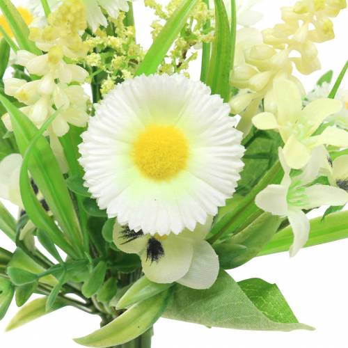 Prodotto Bouquet primaverile con bellis e giacinto artificiale bianco, giallo 25cm