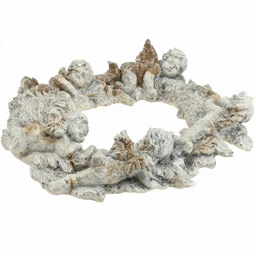 Prodotto Decorazione da parete con ghirlanda di angelo deco in cemento bianco marrone 36,5 cm