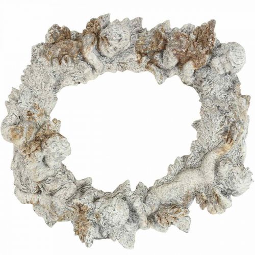 Prodotto Decorazione da parete con ghirlanda di angelo deco in cemento bianco marrone 36,5 cm