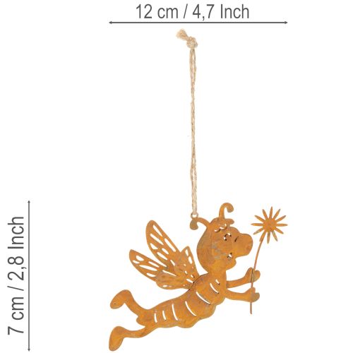 Decorazione a forma di ape da appendere, in metallo color ruggine, decorazione estiva, 12 cm, 6 pezzi | Floristik24.it