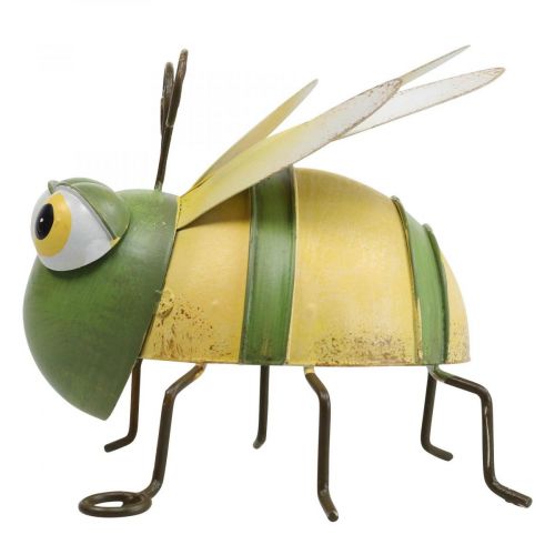 Figura da giardino ape, figura decorativa insetto in metallo H9.5cm verde giallo