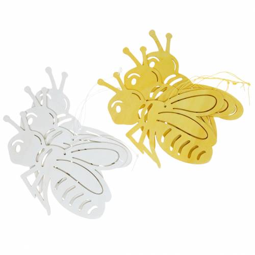 Floristik24 Ape figura in legno, decorazione primaverile, ape da appendere, insetto decorativo 6 pezzi
