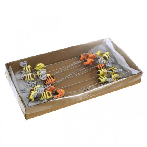 Prodotto Ape su filo, spina per fiori, api decorative, arancione primaverile, giallo L4,5 cm 24 pezzi