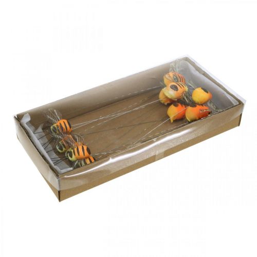 Floristik24 Ape decorativa, decorazione primaverile, ape su filo arancione, giallo B5/6,5cm 12pz